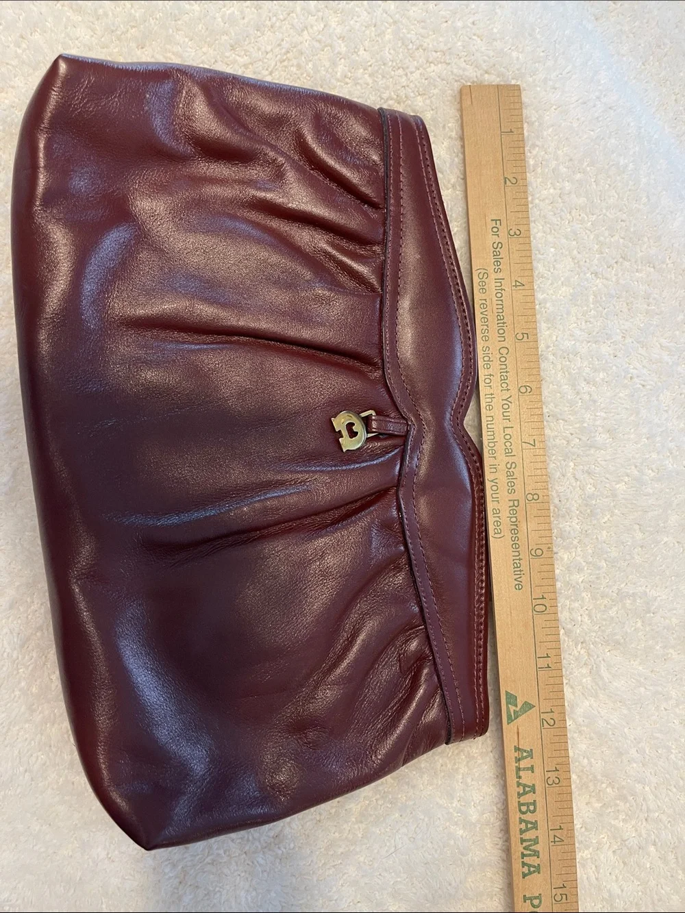 Vintage Etienne Aigner Burgundy Leather Clutch - Gold Accent cl